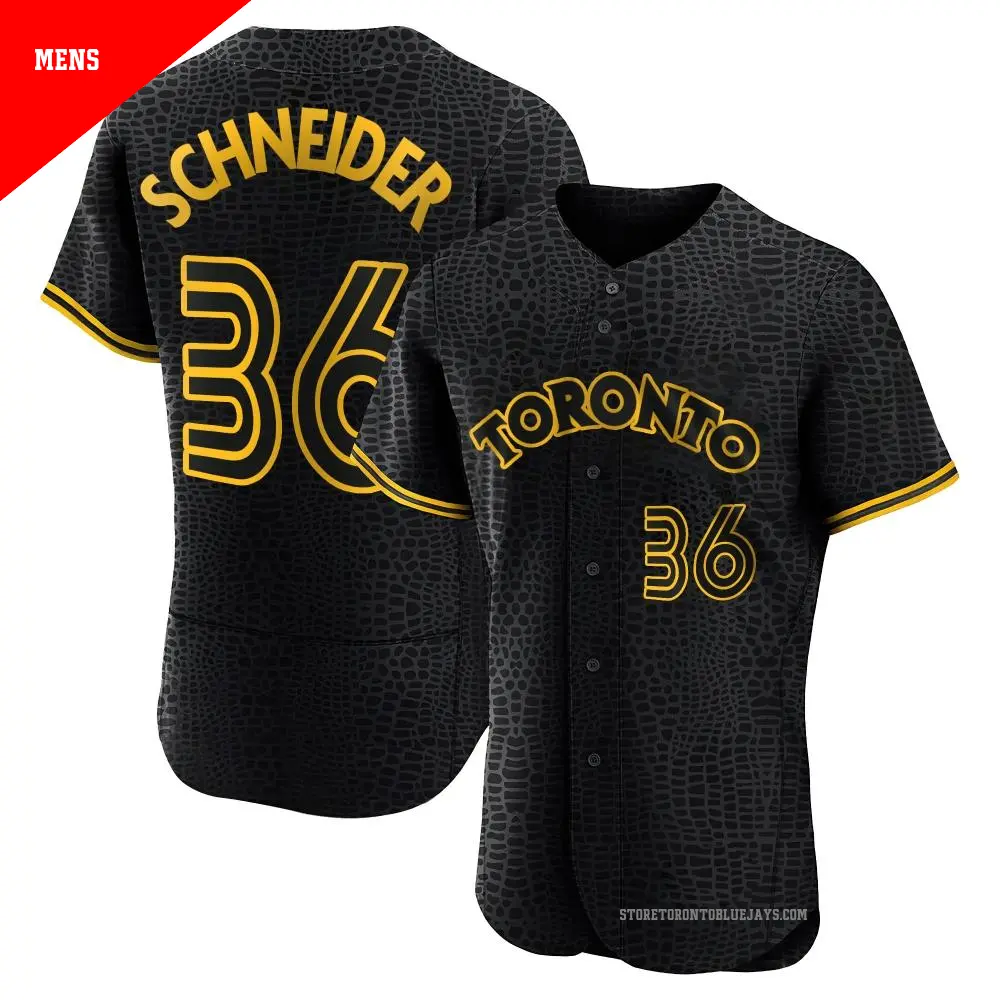 Men's ＃36 Davis Schneider Toronto Blue Jays Black Authentic Snake Skin City Jersey