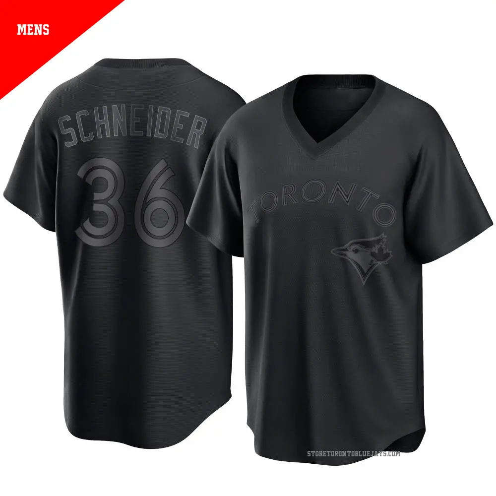 Men's ＃36 Davis Schneider Toronto Blue Jays Black Replica Pitch Fashion Jersey