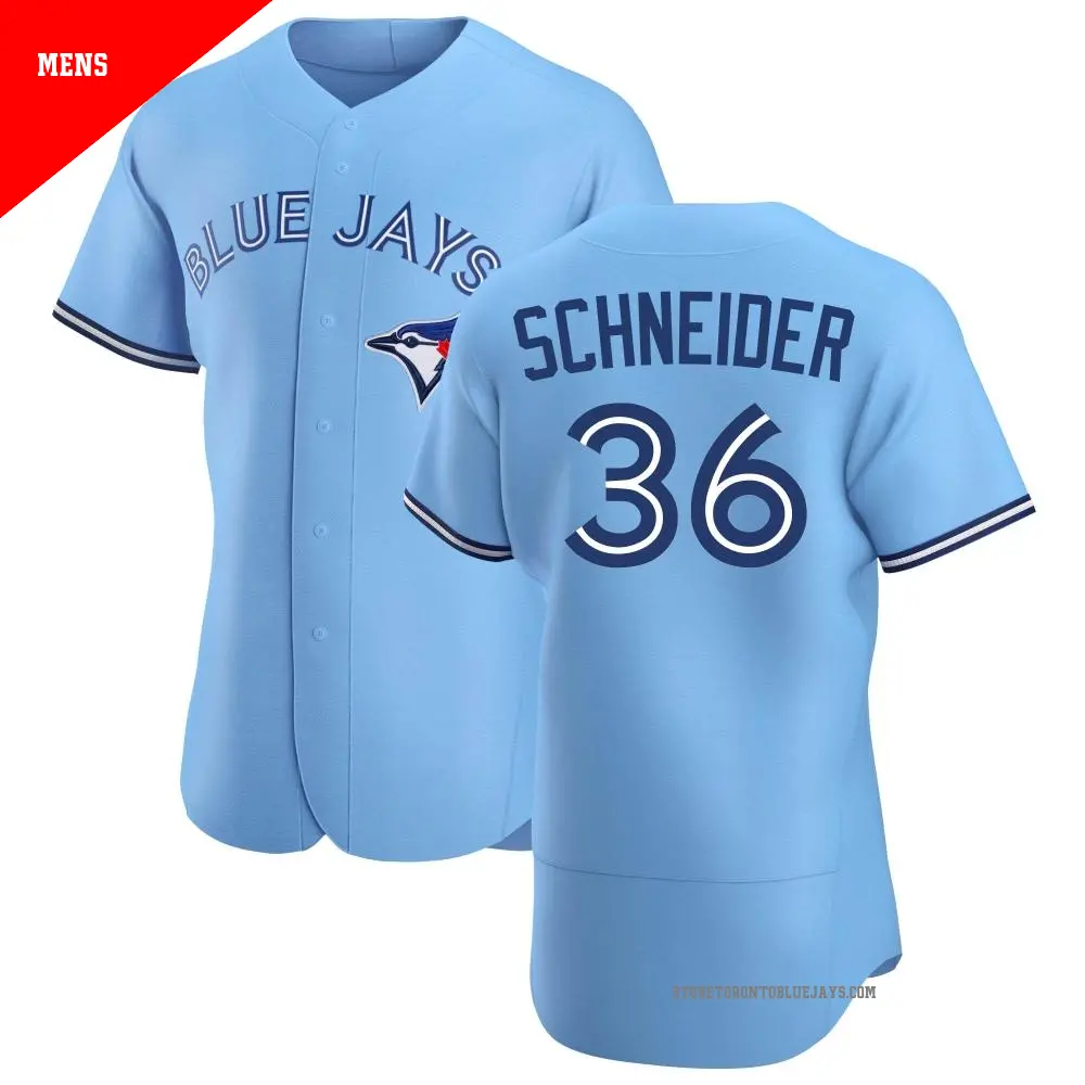 Men's ＃36 Davis Schneider Toronto Blue Jays Blue Authentic Powder Alternate Jersey