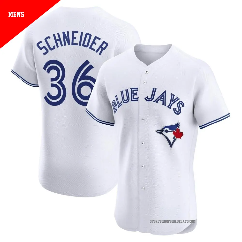 Men's ＃36 Davis Schneider Toronto Blue Jays White Elite Home Jersey