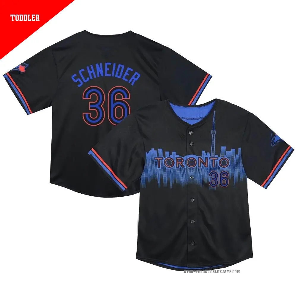 Toddler ＃36 Davis Schneider Toronto Blue Jays Black Limited 2024 City Connect Jersey