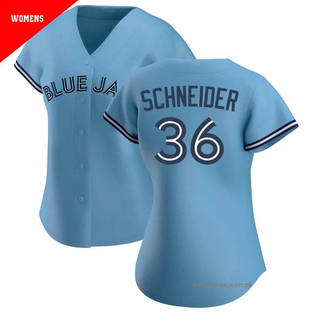 Women's ＃36 Davis Schneider Toronto Blue Jays Blue Authentic Jersey