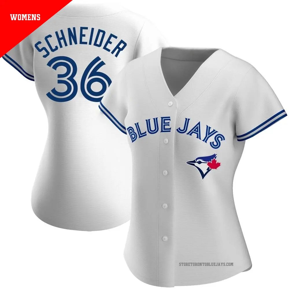 Women's ＃36 Davis Schneider Toronto Blue Jays White Authentic Home Jersey