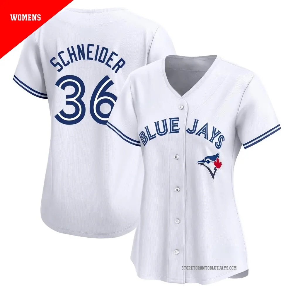 Women's ＃36 Davis Schneider Toronto Blue Jays White Limited Home Jersey