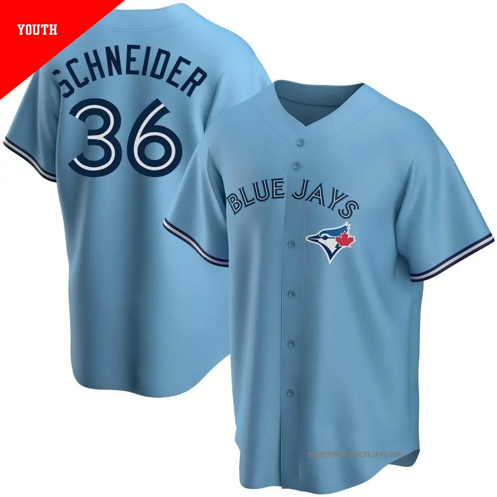 Youth ＃36 Davis Schneider Toronto Blue Jays Blue Replica Powder Alternate Jersey