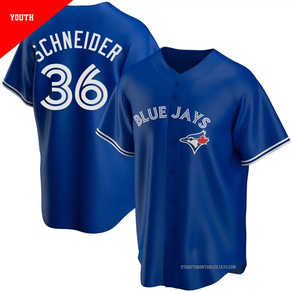 Youth ＃36 Davis Schneider Toronto Blue Jays Royal Replica Alternate Jersey